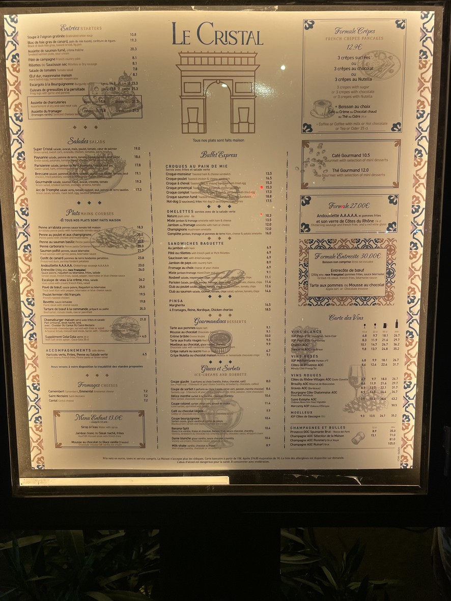 Le Cristal Bar Brasserie menu 2