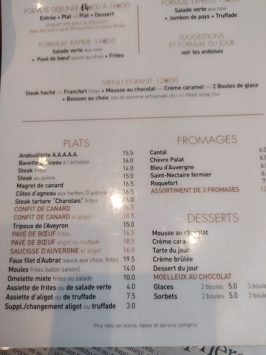 Le Mistral menu 2