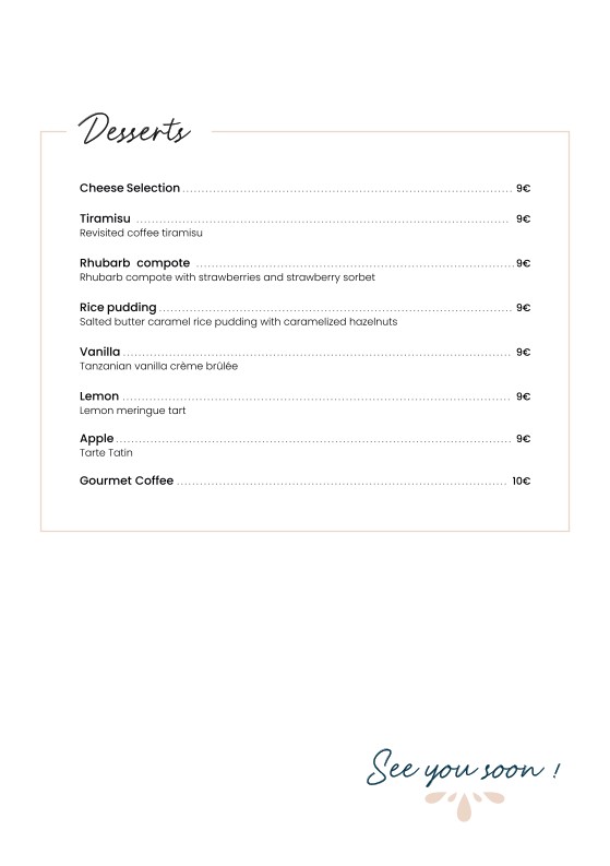 Babette Paris La Villette menu 3