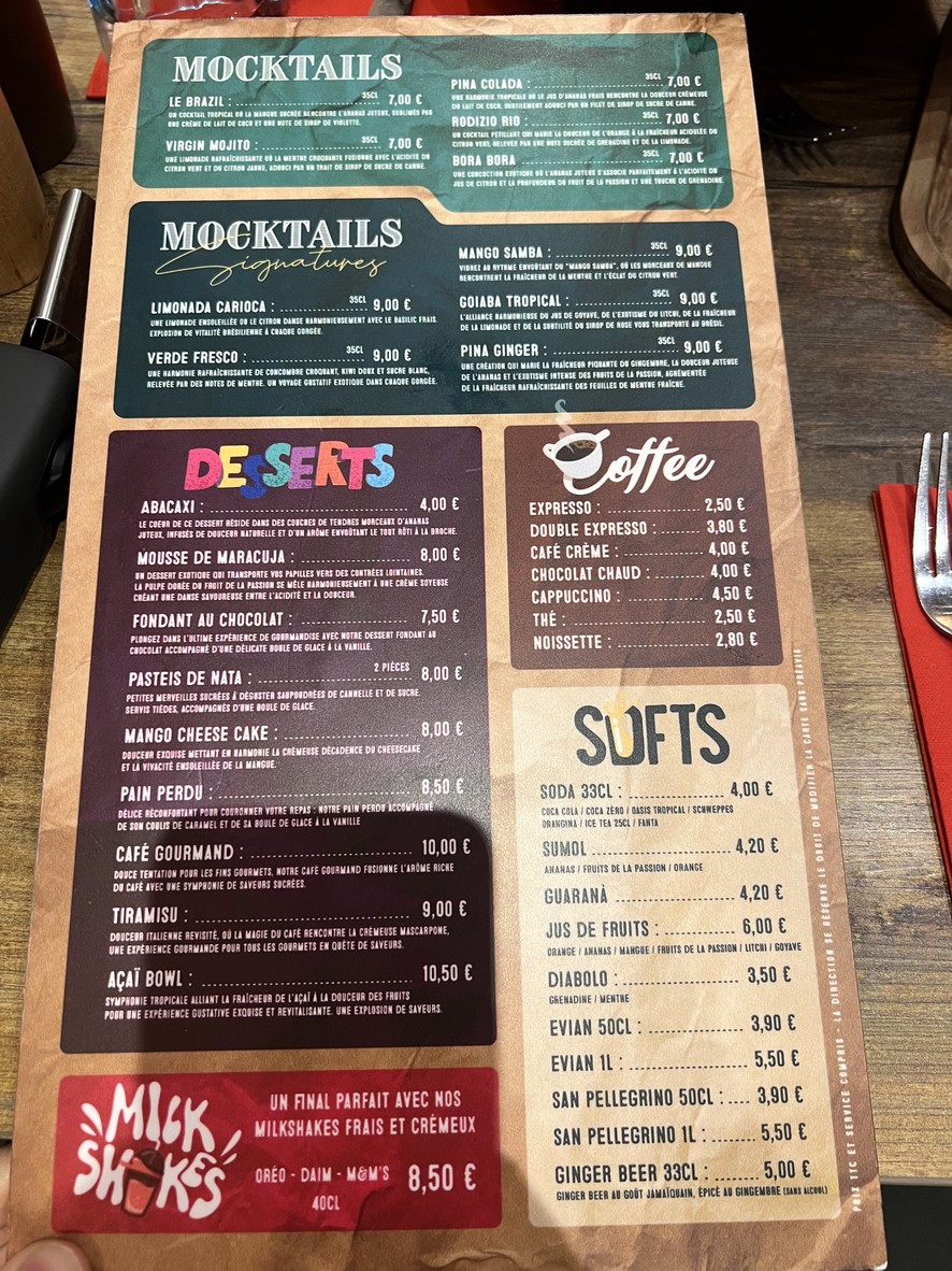 Rodizio Paris menu 2