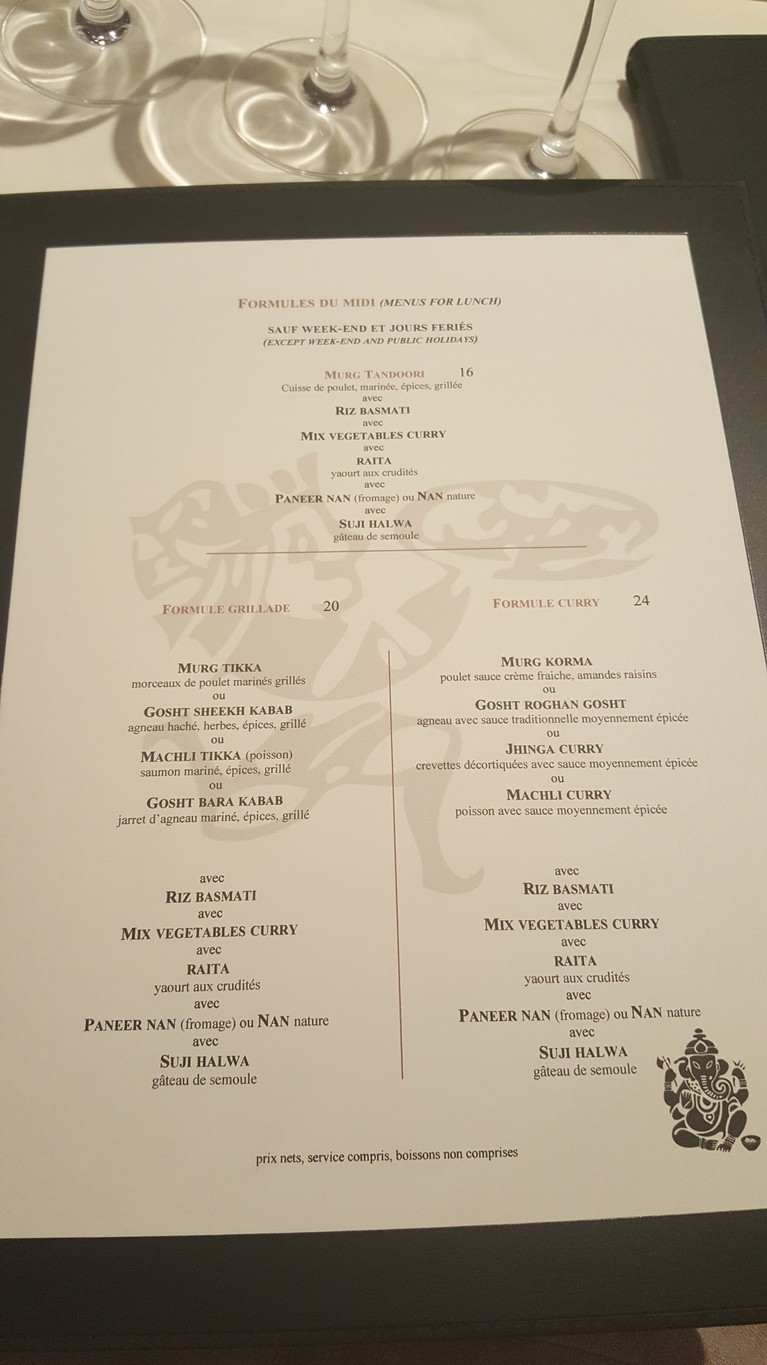 Restaurant Ashiana Faubourg Saint-Honoré menu 3