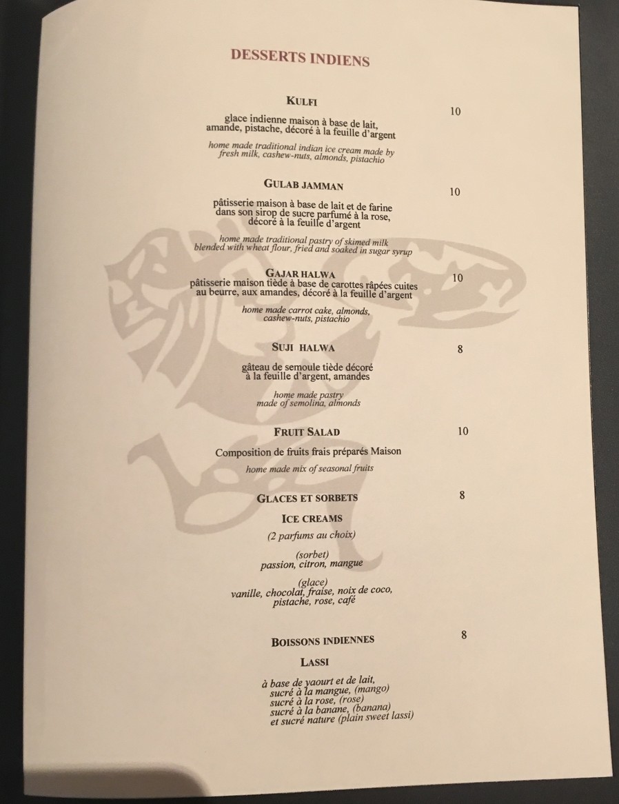 Restaurant Ashiana Faubourg Saint-Honoré menu 4