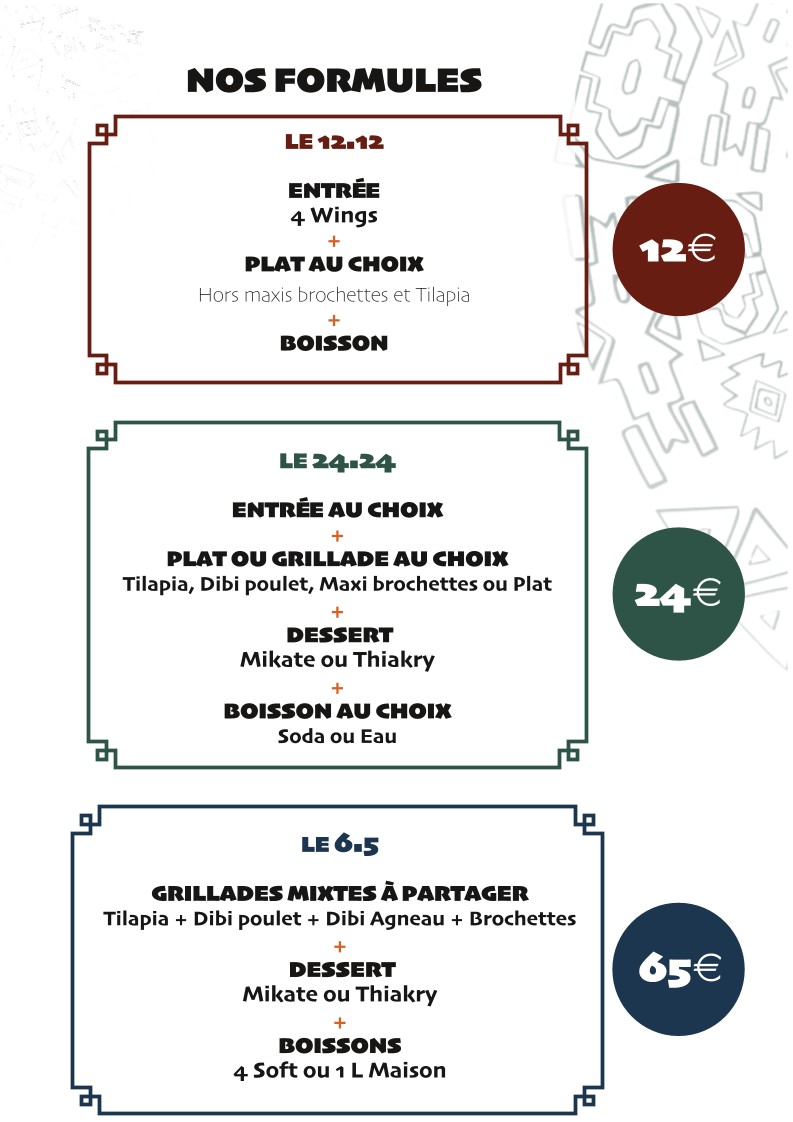 La maison du Dibi menu 1