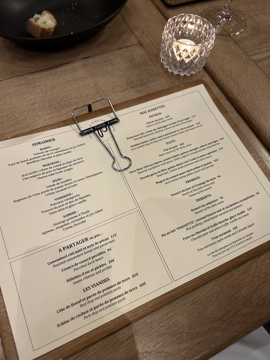 LE CHOUBICHOU PARIS CHÂTELET menu 1