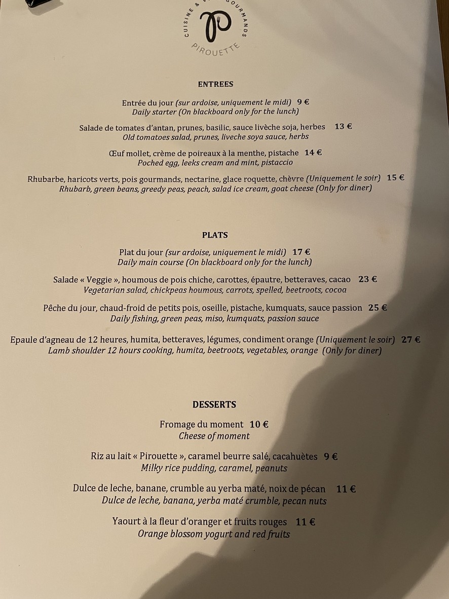 LE CHOUBICHOU PARIS CHÂTELET menu 2