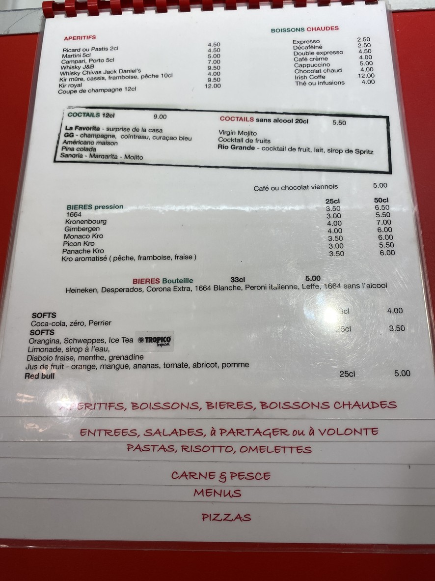 Chez Giovanni menu 1