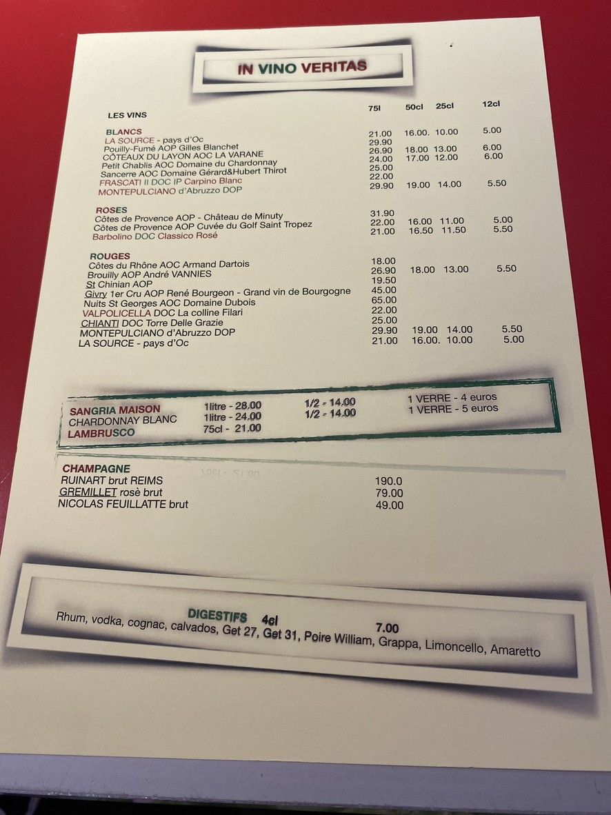 Chez Giovanni menu 2
