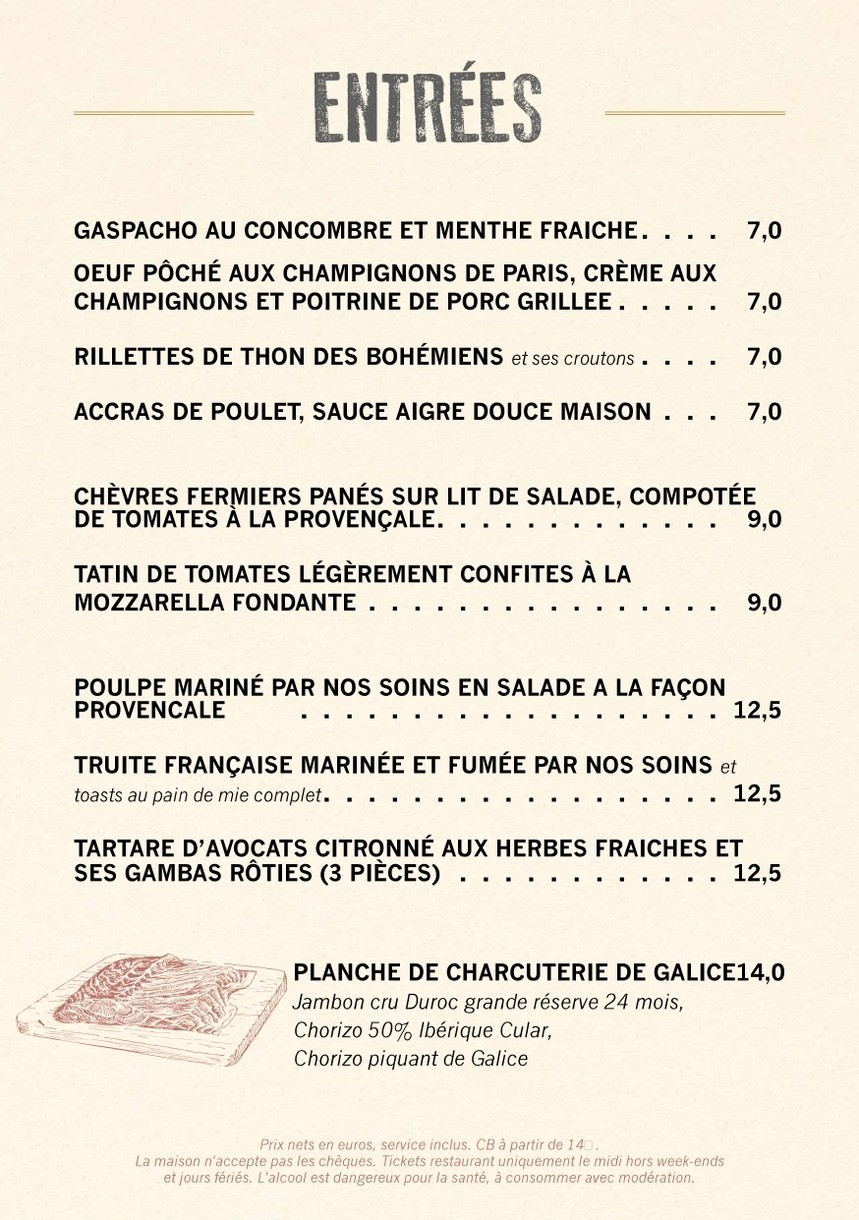 Les Mondes Bohèmes - Restaurant Paris 20 menu 1