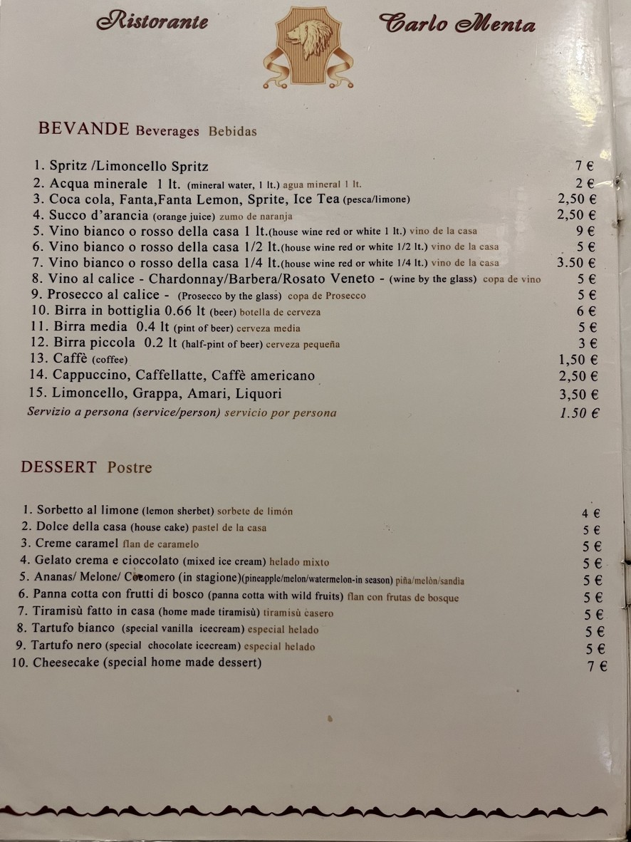Carlo Menta menu 3