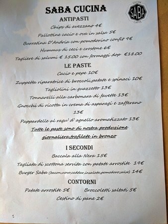 Ristorante e Pinseria - Saba Caffè & Cucina menu 2