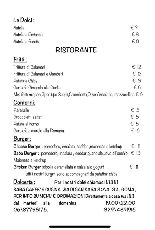 Ristorante e Pinseria - Saba Caffè & Cucina menu 4
