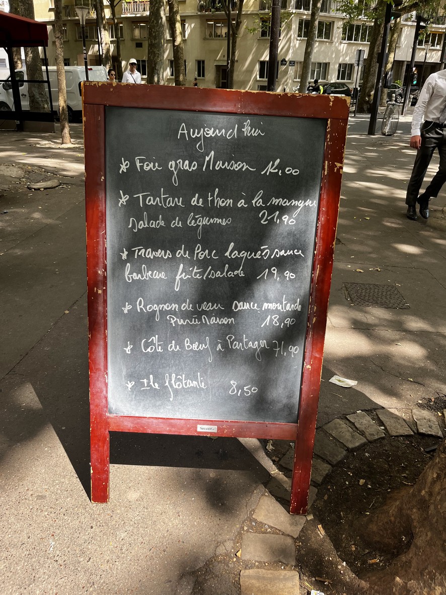 Le Mirabeau menu 1