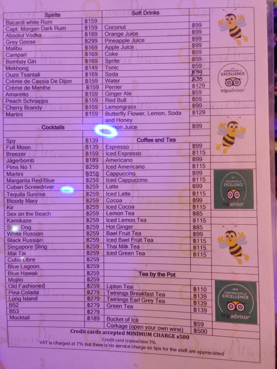 QUEEN BEE menu 2