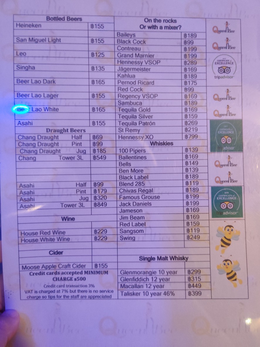 QUEEN BEE menu 3