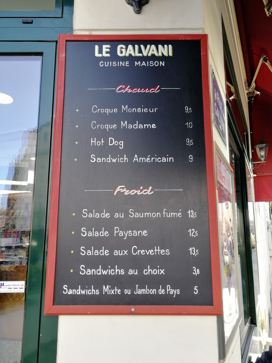 Bar Le Galvani menu 1
