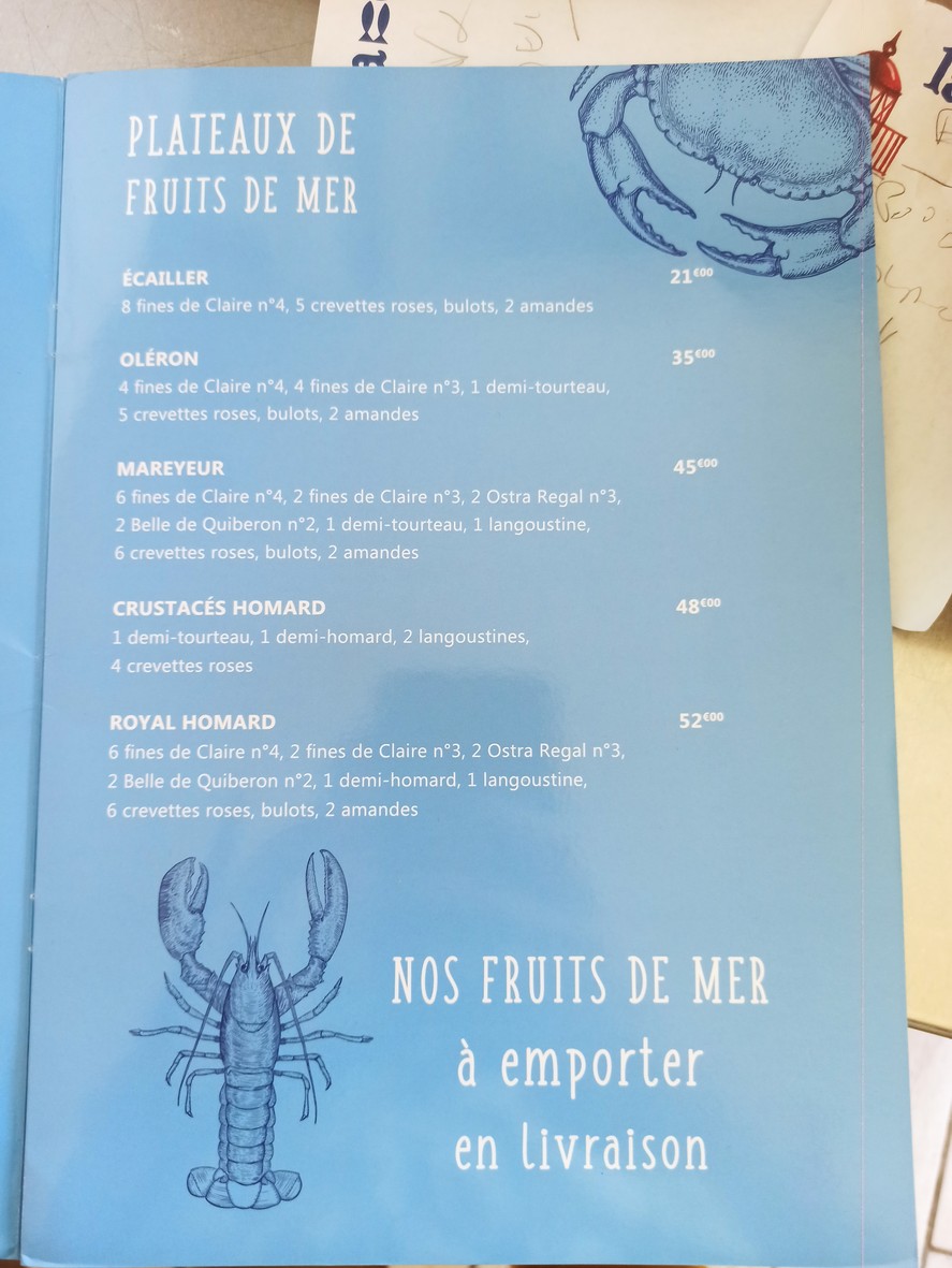 La Criée Nanterre menu 2