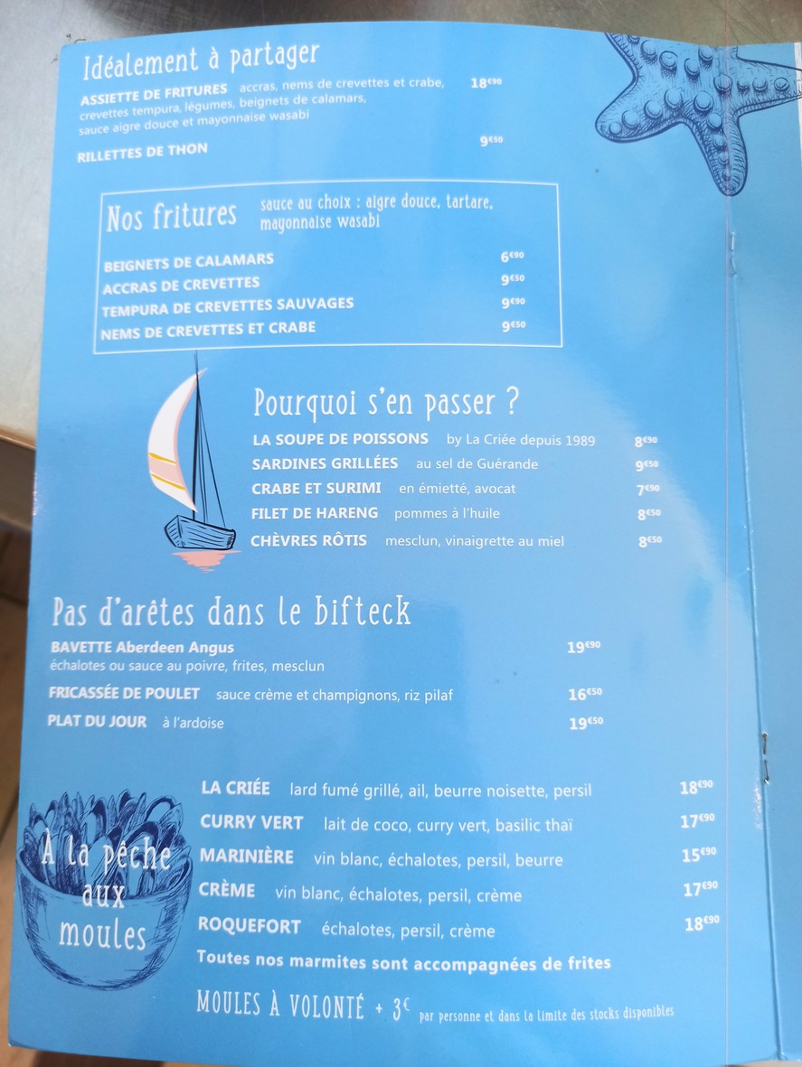 La Criée Nanterre menu 3