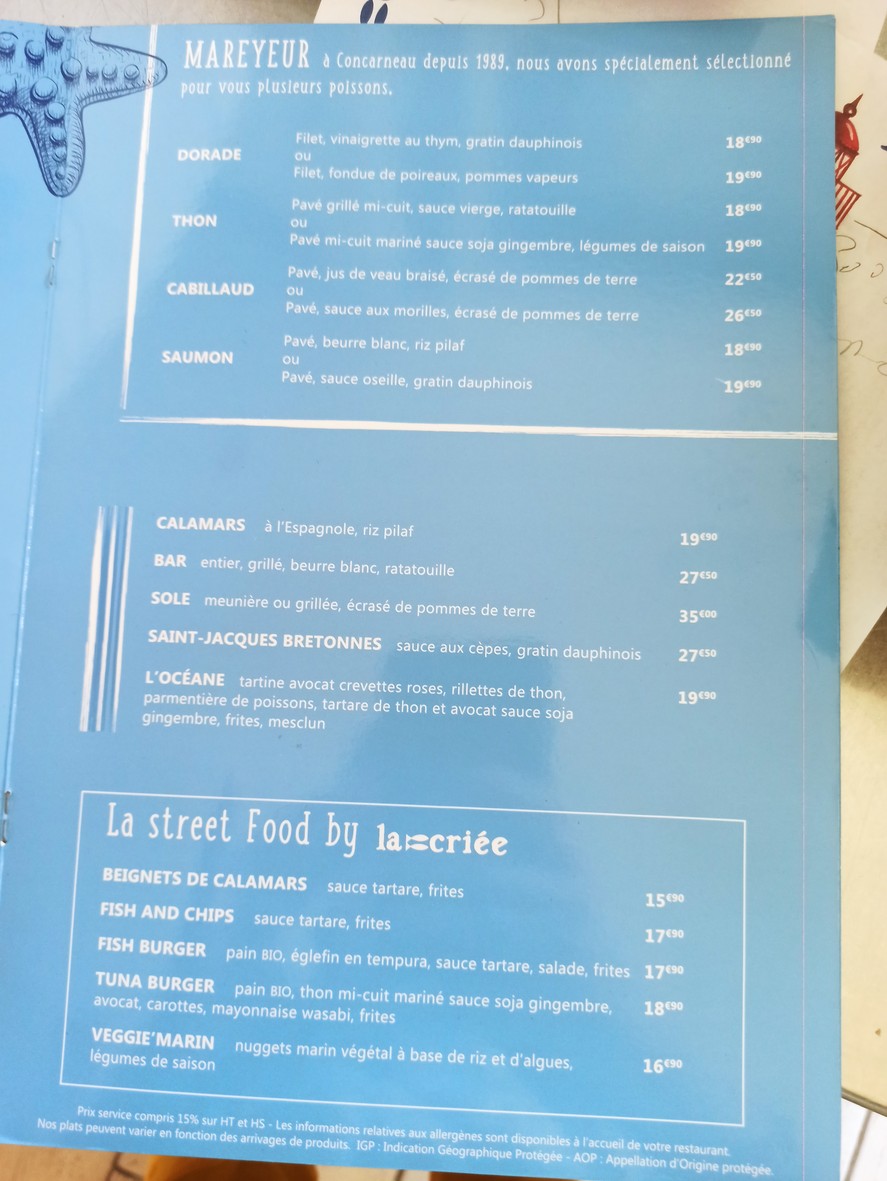 La Criée Nanterre menu 4