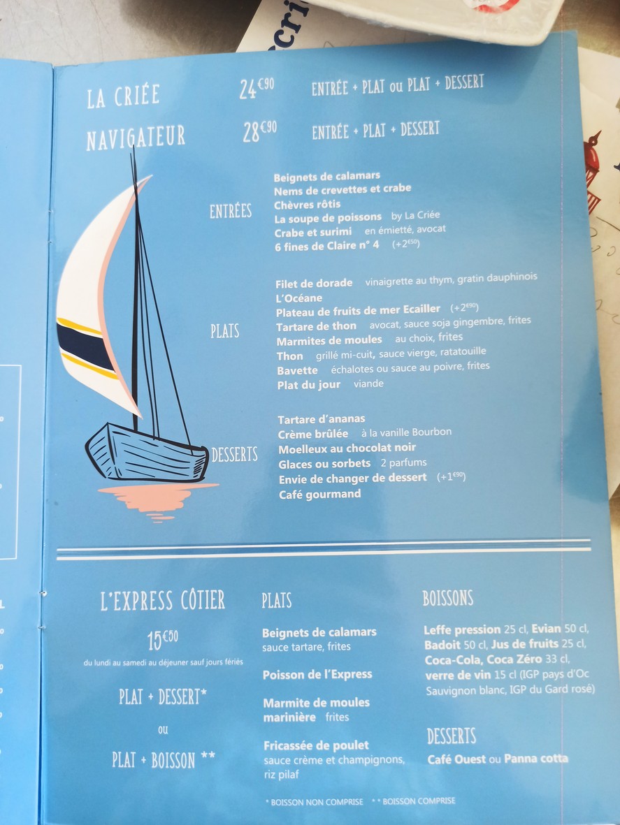 La Criée Nanterre menu 5