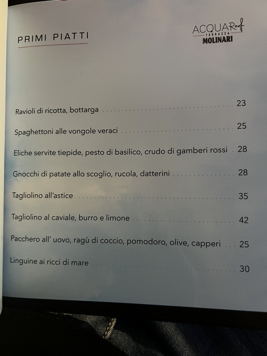 AcquaRoof Terrazza Molinari, Bistrot di mare menu 2