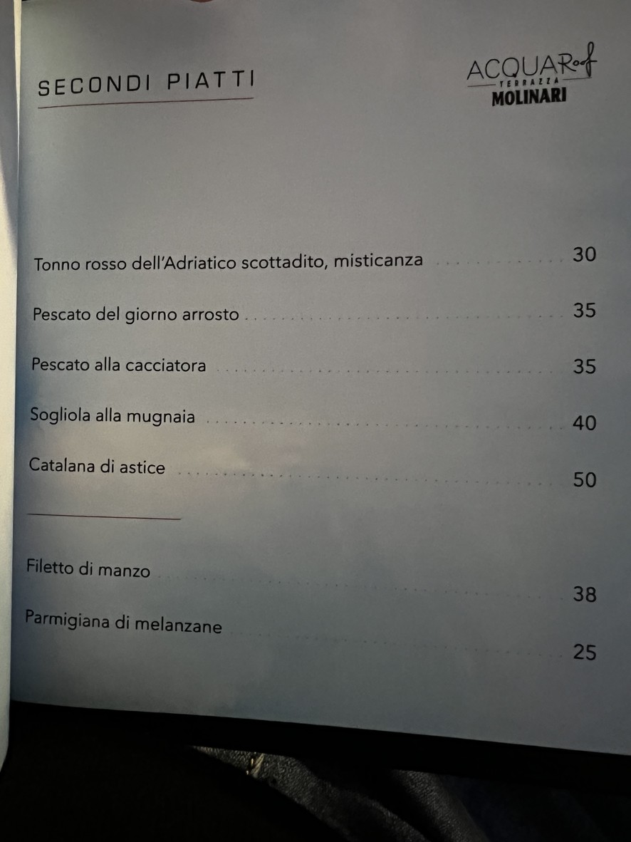 AcquaRoof Terrazza Molinari, Bistrot di mare menu 3
