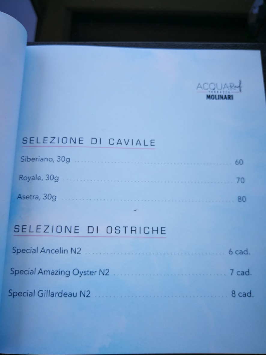 AcquaRoof Terrazza Molinari, Bistrot di mare menu 5