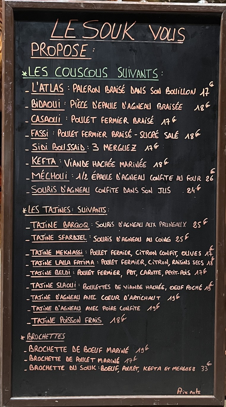 Le Souk menu 1
