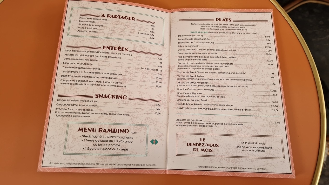 Le Commerce Café menu 1