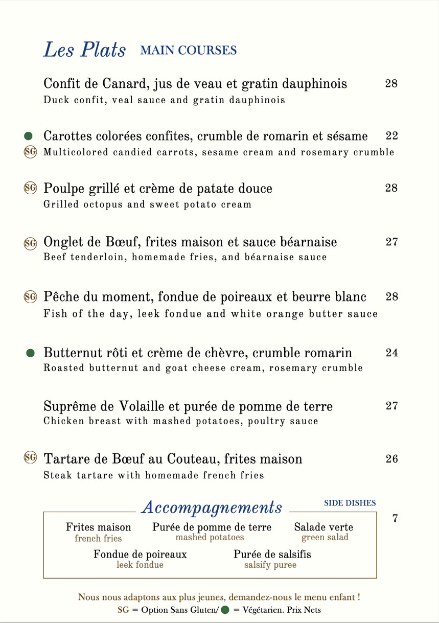 Le Caveau du Palais menu 2