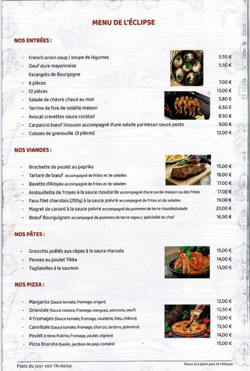 L'Éclipse menu 1