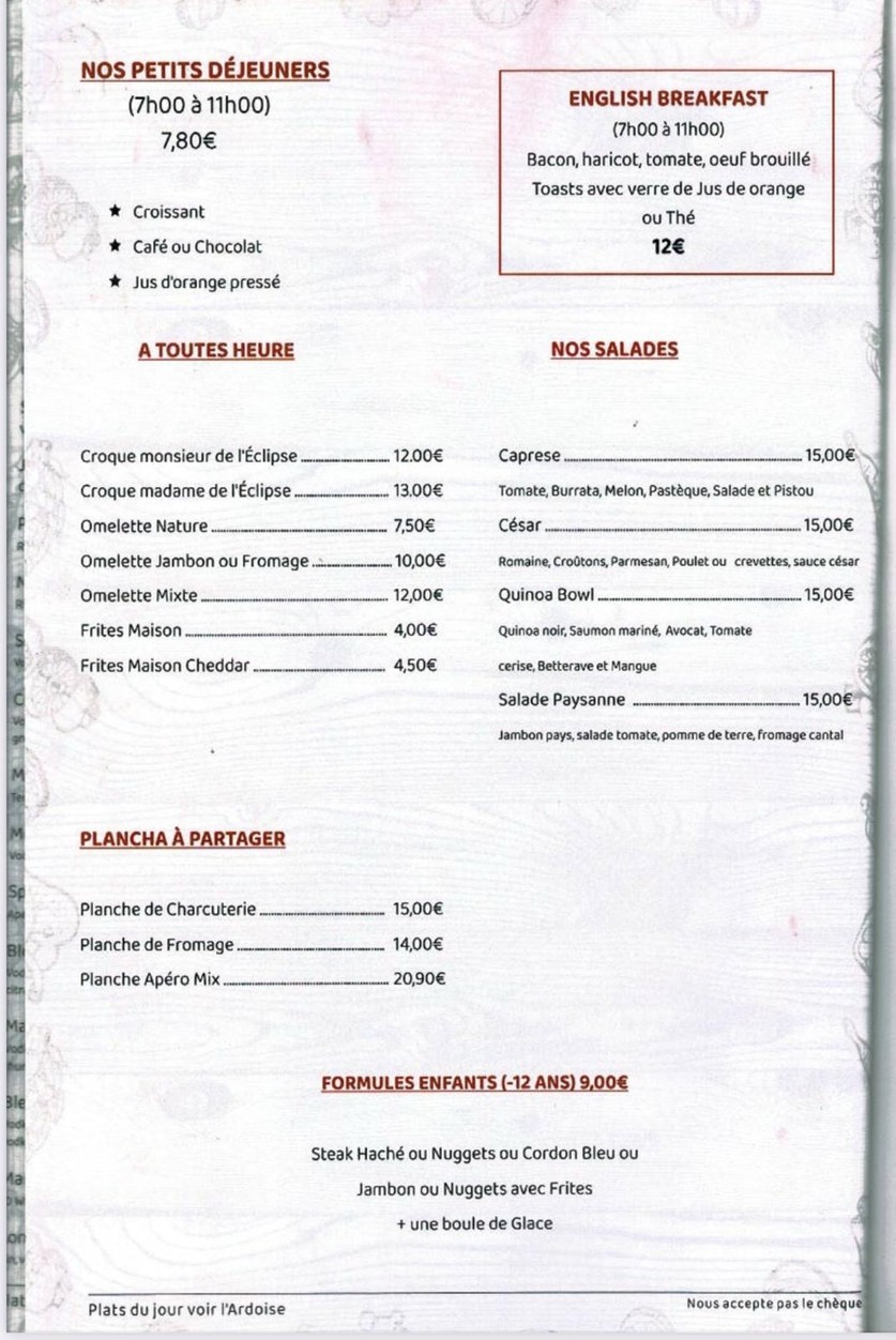L'Éclipse menu 3