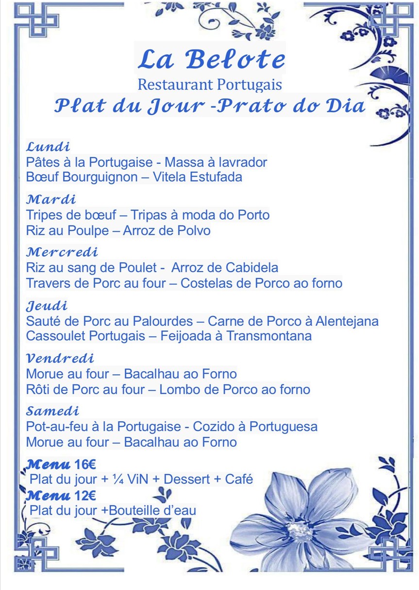 La Belote menu 2