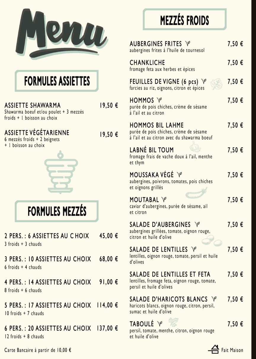 Le Coeur du Liban menu 1