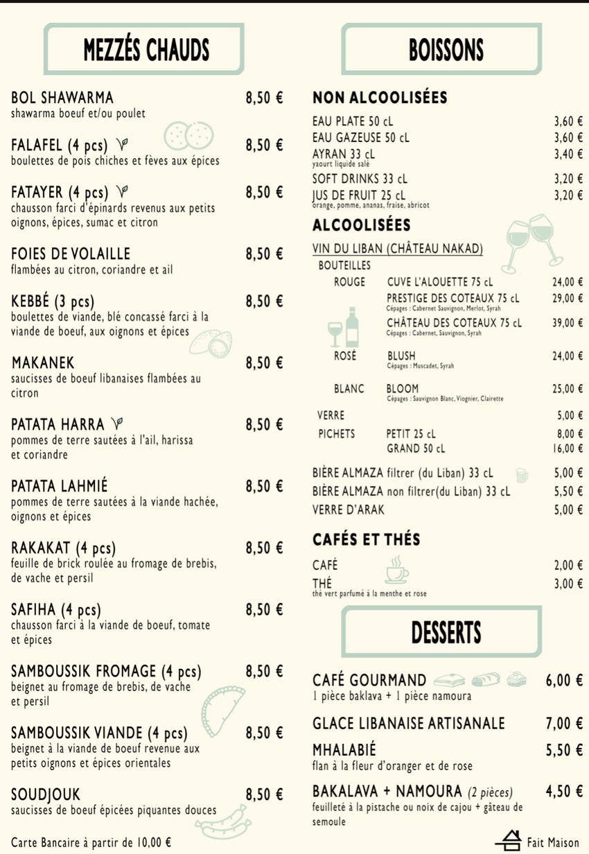 Le Coeur du Liban menu 2