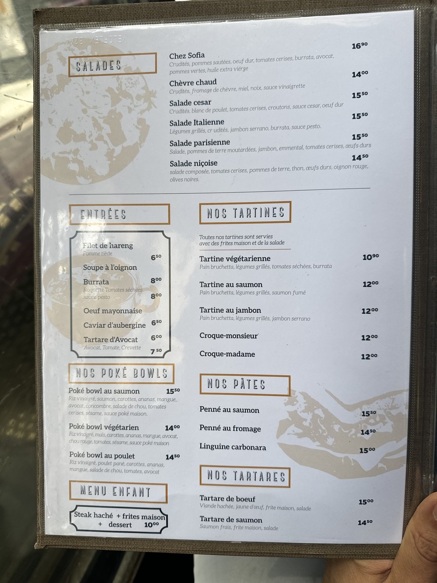 Chez Sofia menu 1