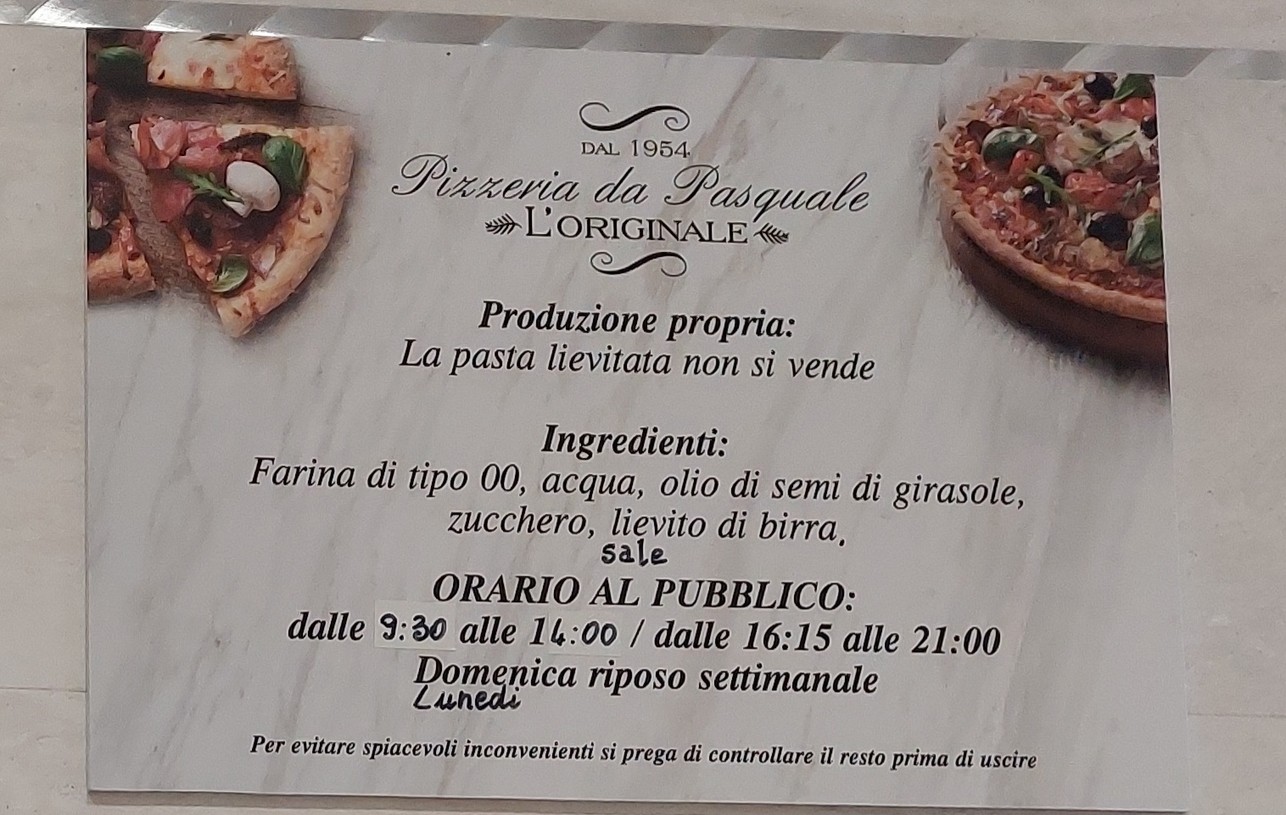 Pizzeria da Pasquale menu 1