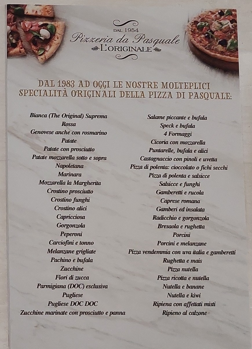 Pizzeria da Pasquale menu 2