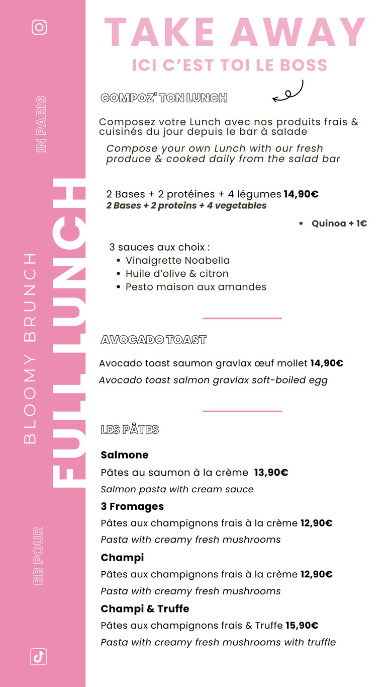 Bloomy Brunch menu 3