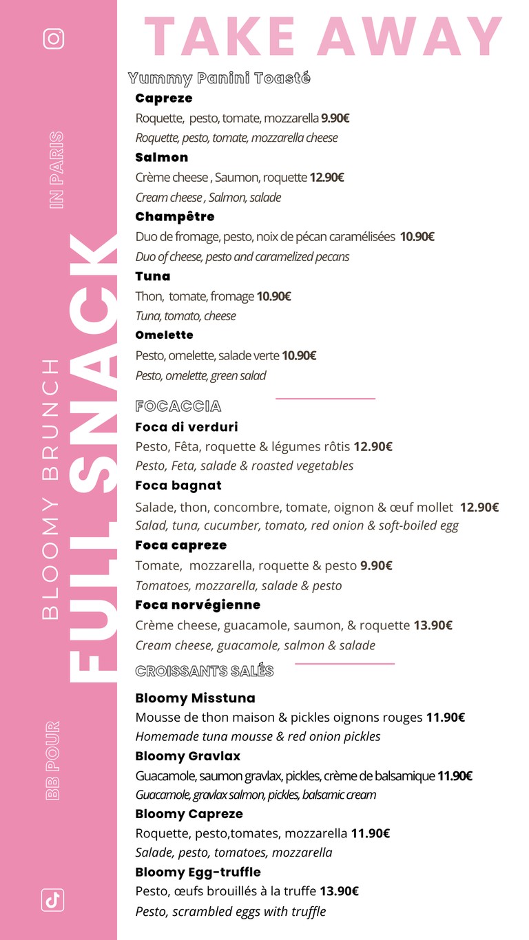 Bloomy Brunch menu 4