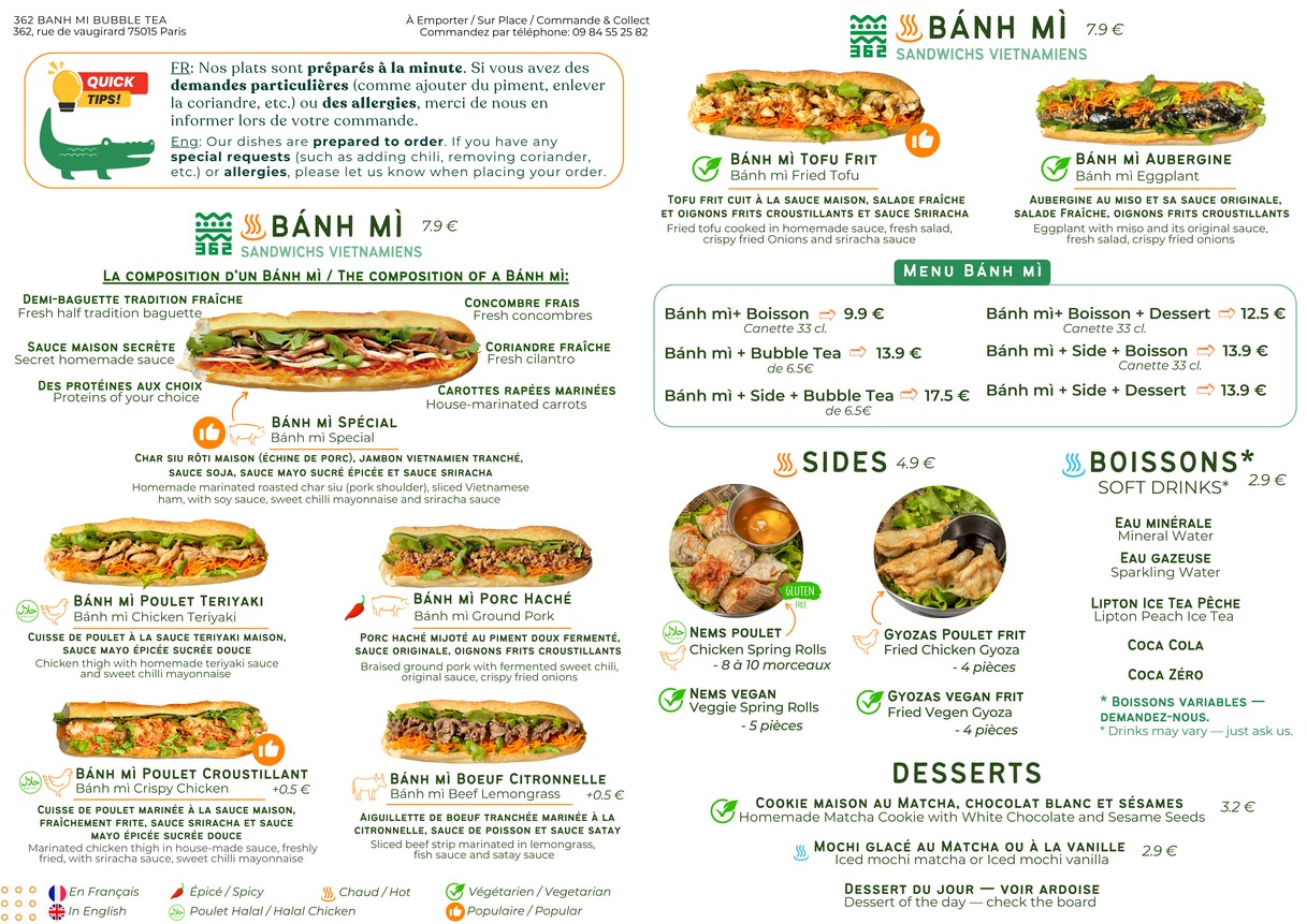362 Banh Mi Bubble Tea menu 2