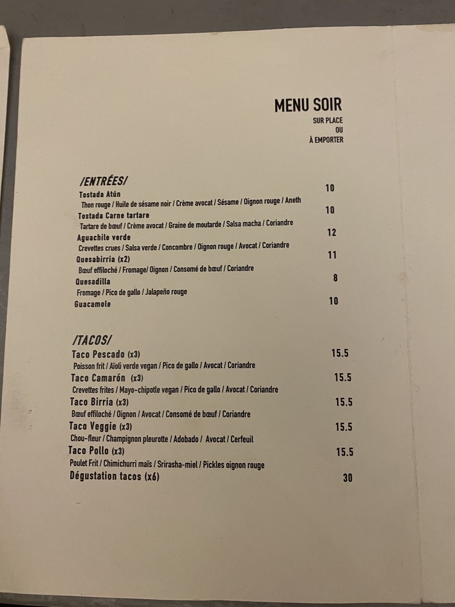 Cilantro menu 1
