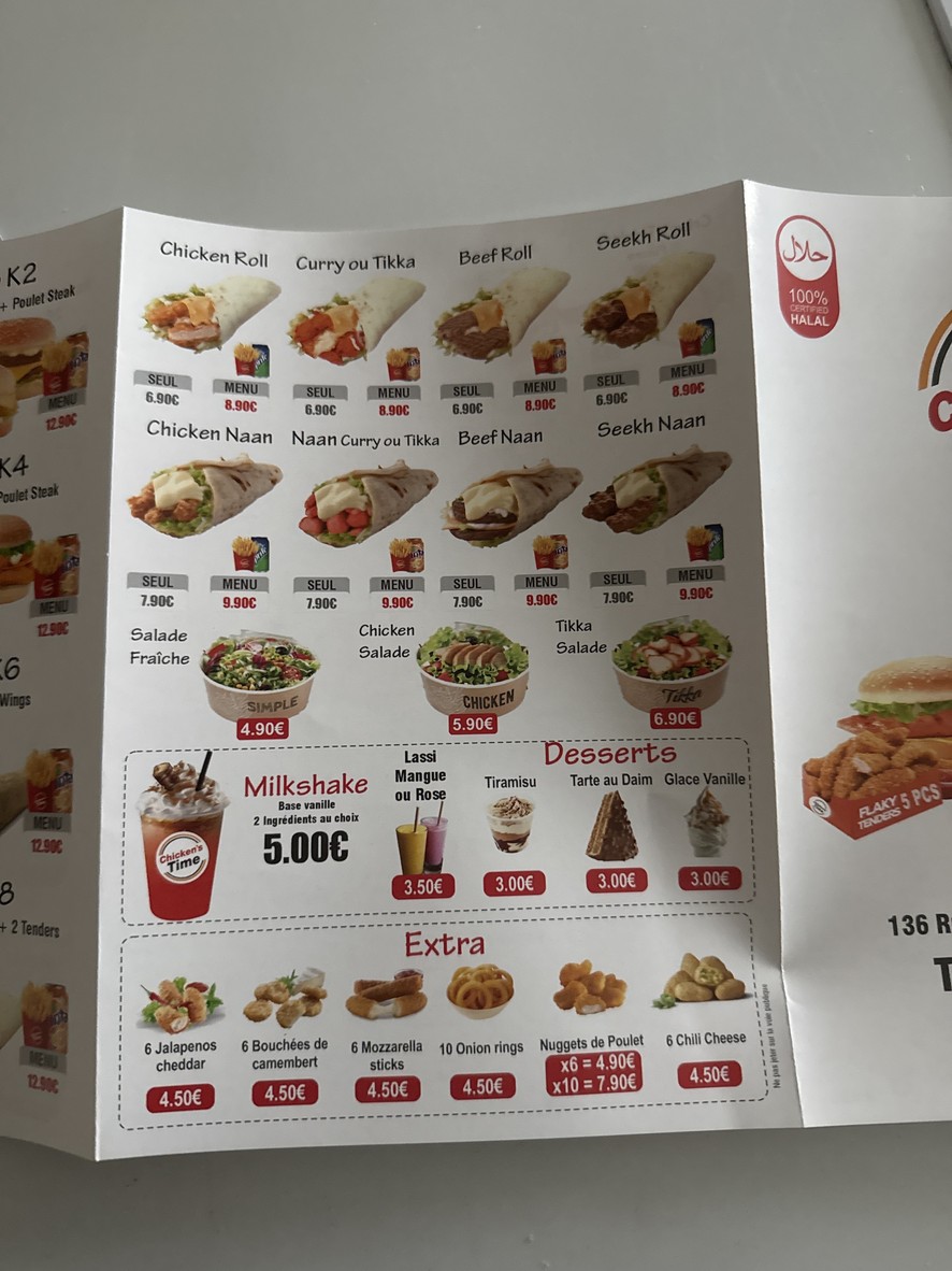 Chicken’s Time menu 2