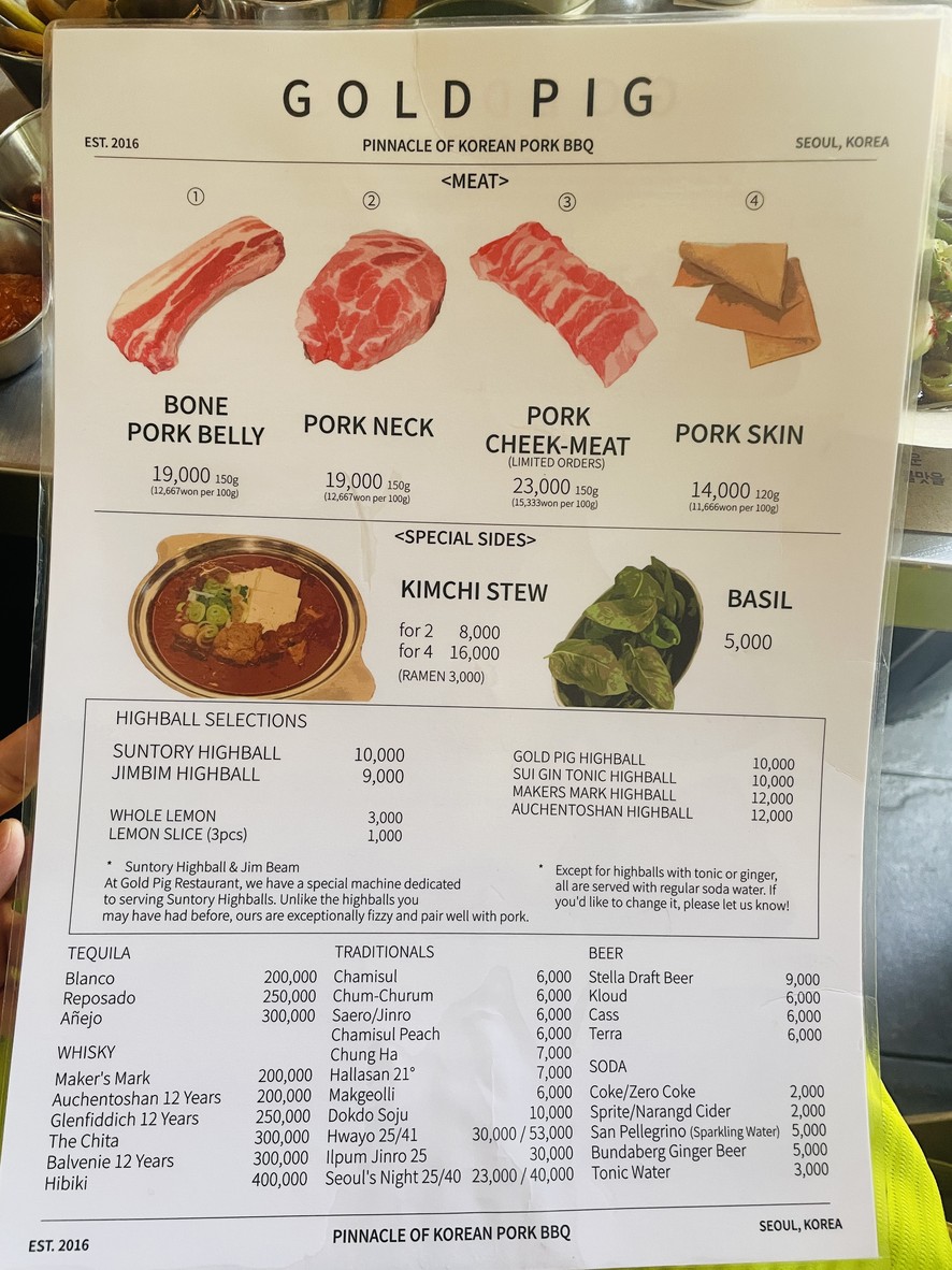 Geumdwaeji Sikdang menu 1