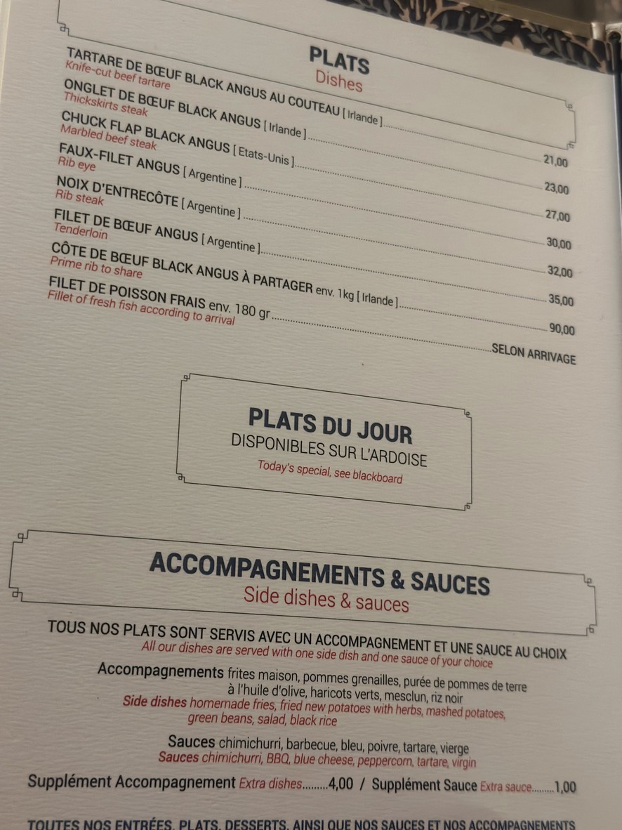 Le Laborde menu 2