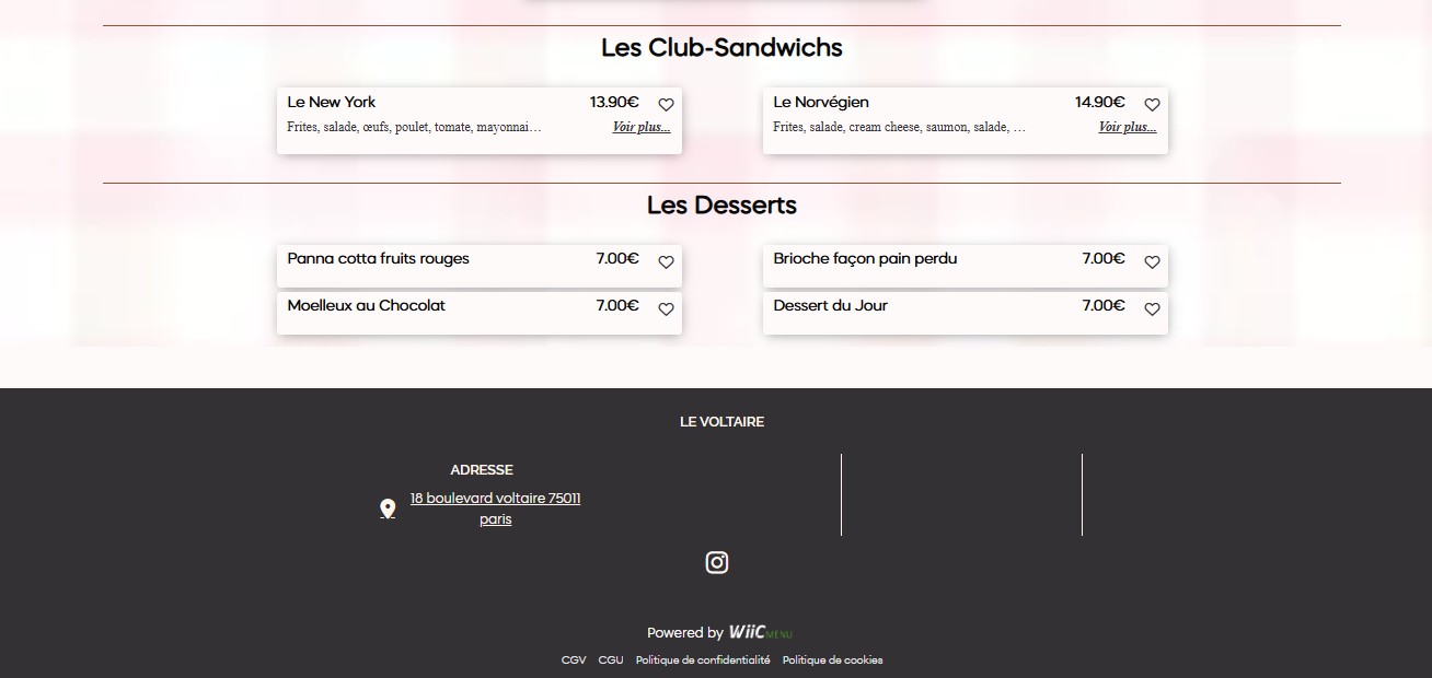 Le Voltaire menu 4
