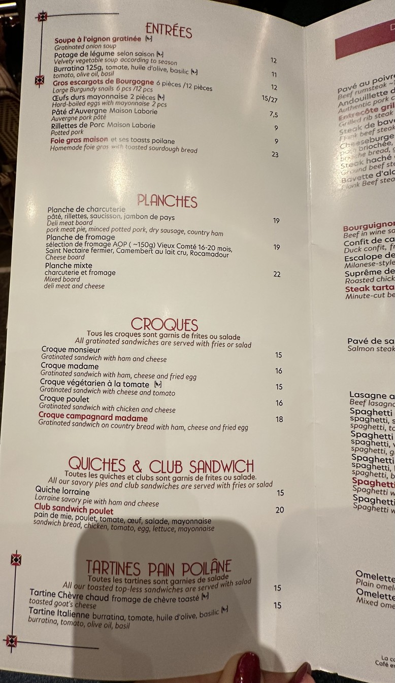 Le Départ Saint-Michel menu 1