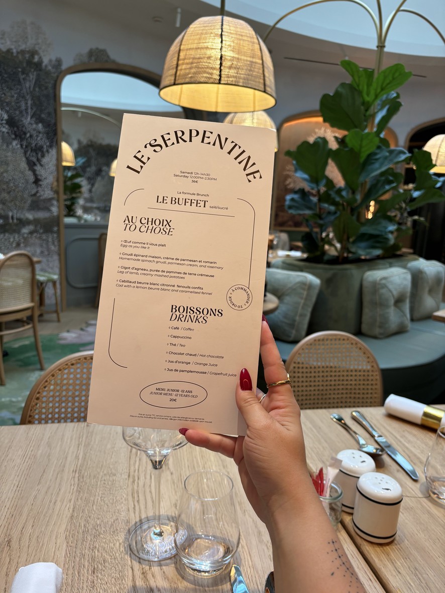 Restaurant le Serpentine menu 1