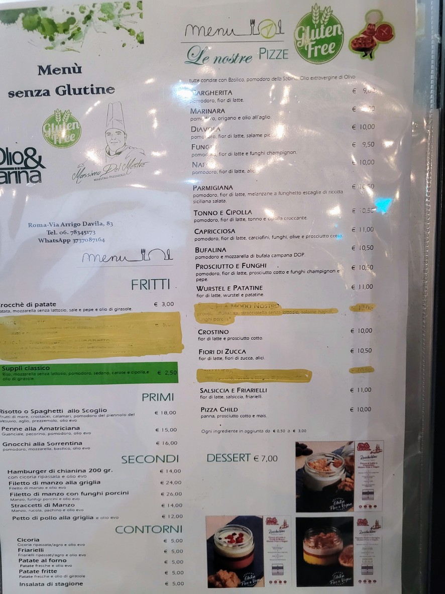 Pizzeria Olio&farina menu 1