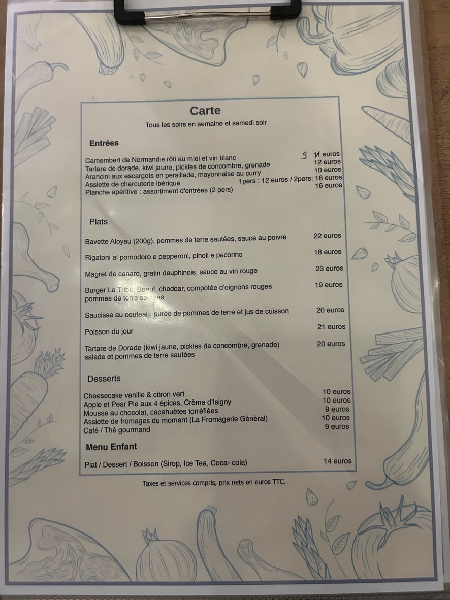 La Tribu menu 1