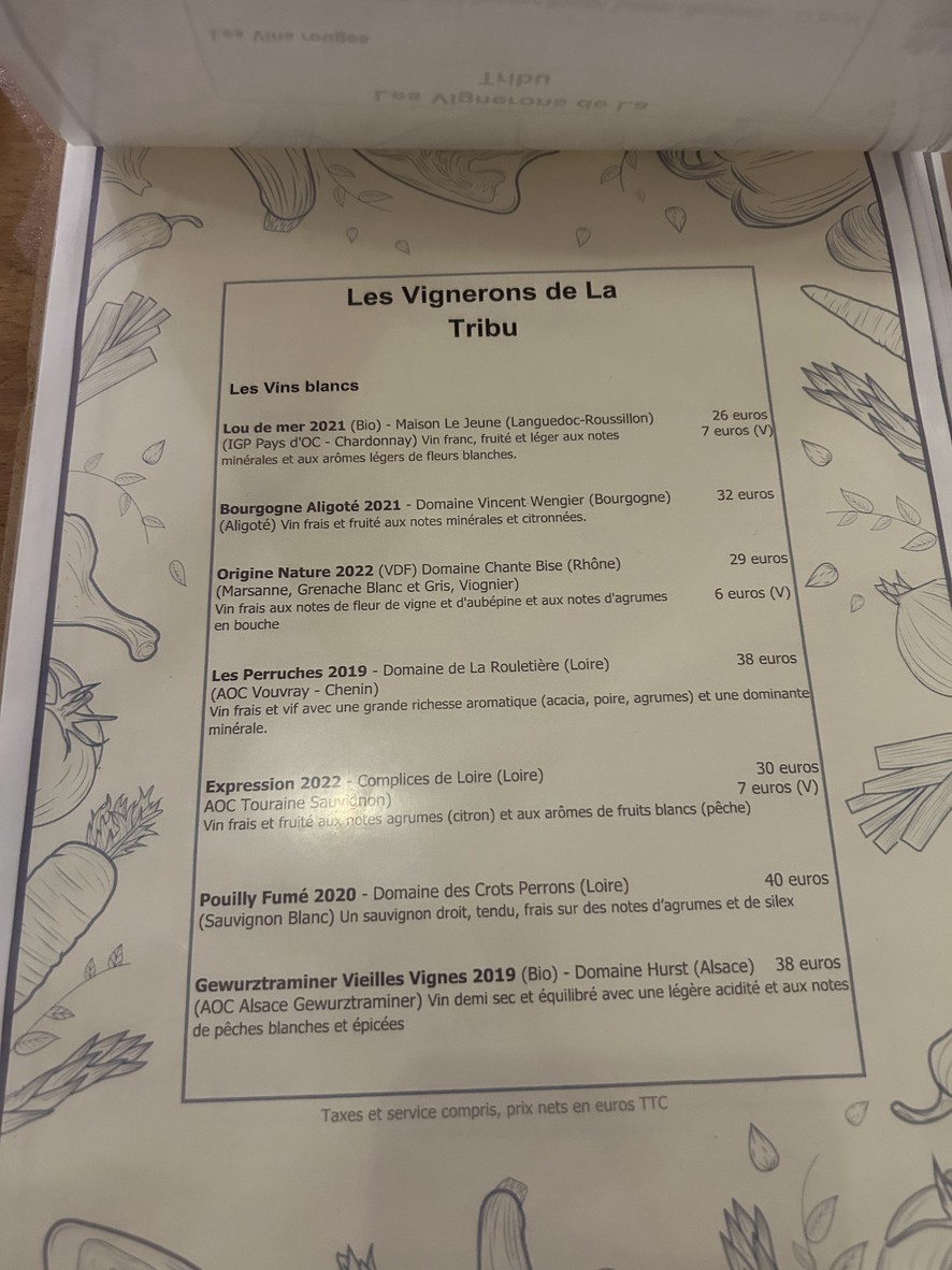 La Tribu menu 2